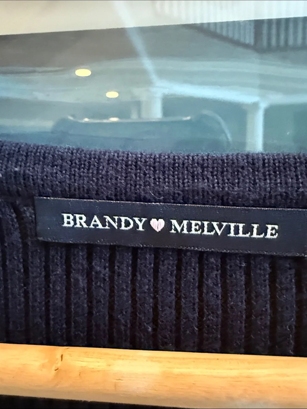 Brandy Melville Navy Ribbed V-Neck Button-Front Cardigan